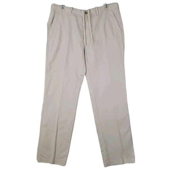 Roundtree & Yorke ~Men's 38x32~ Off-White Linen Blend Comfort Relax Casual Pants - Picture 2 of 11
